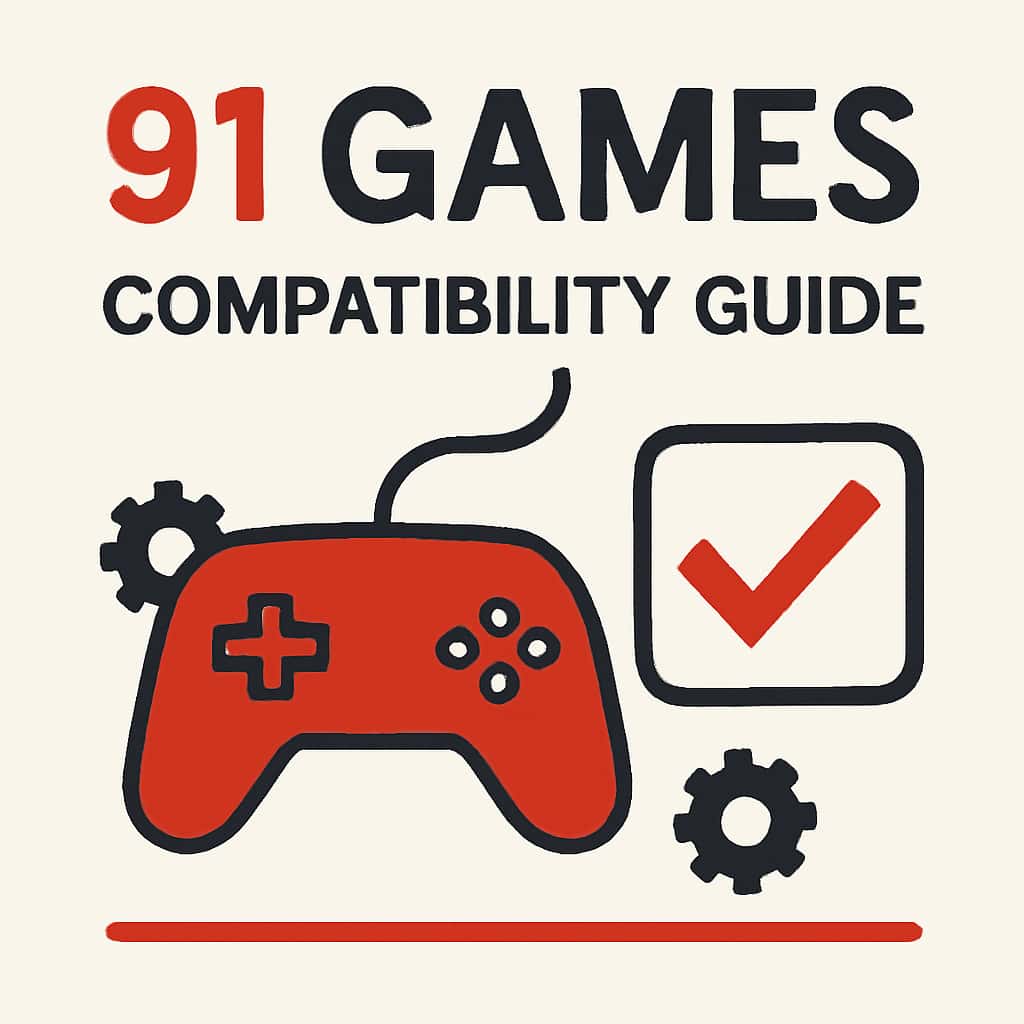 An illustration demonstrating the compatibility options for 91 Games.
