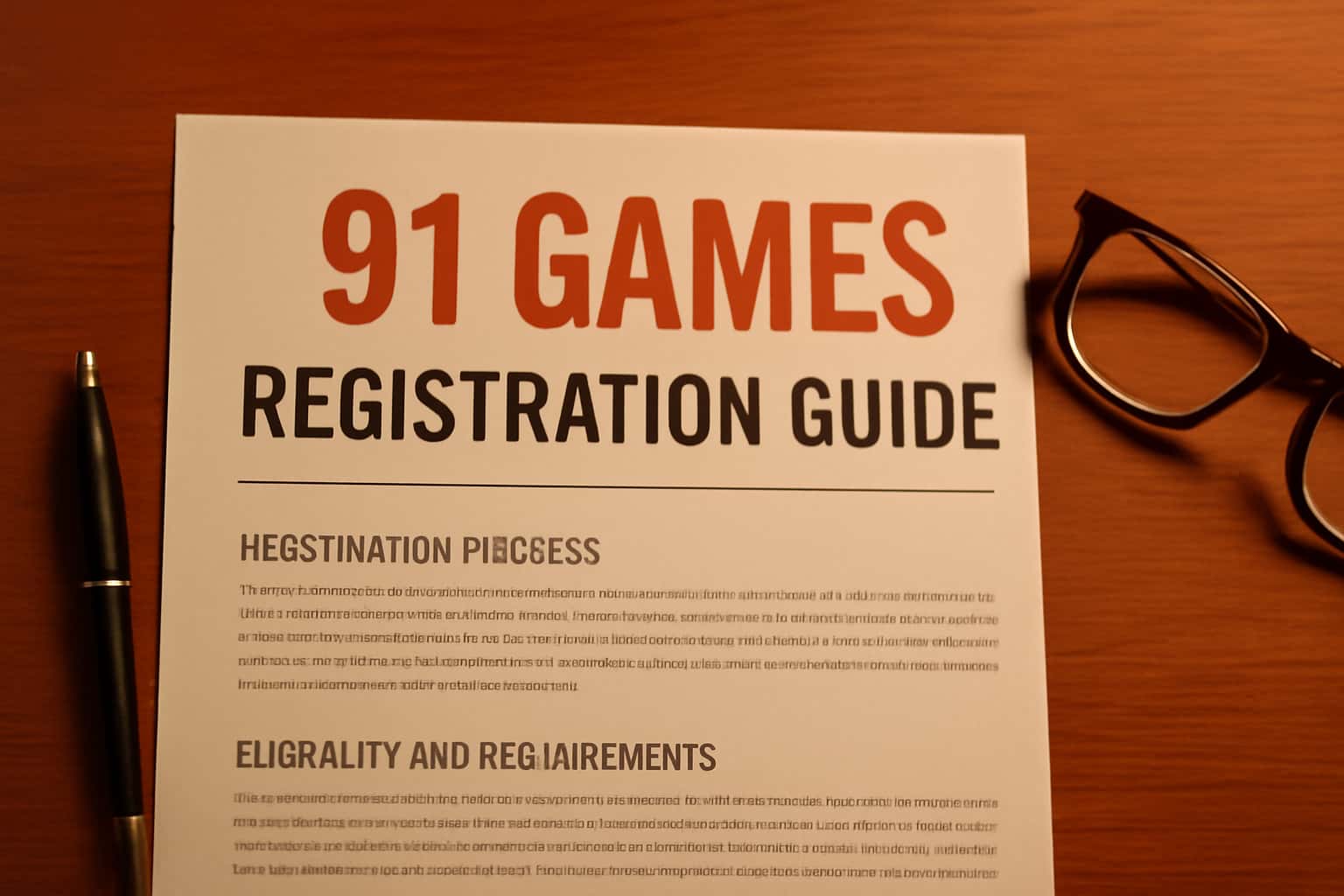 A visual representation of the 91 Games Registration Guide with prominent text.