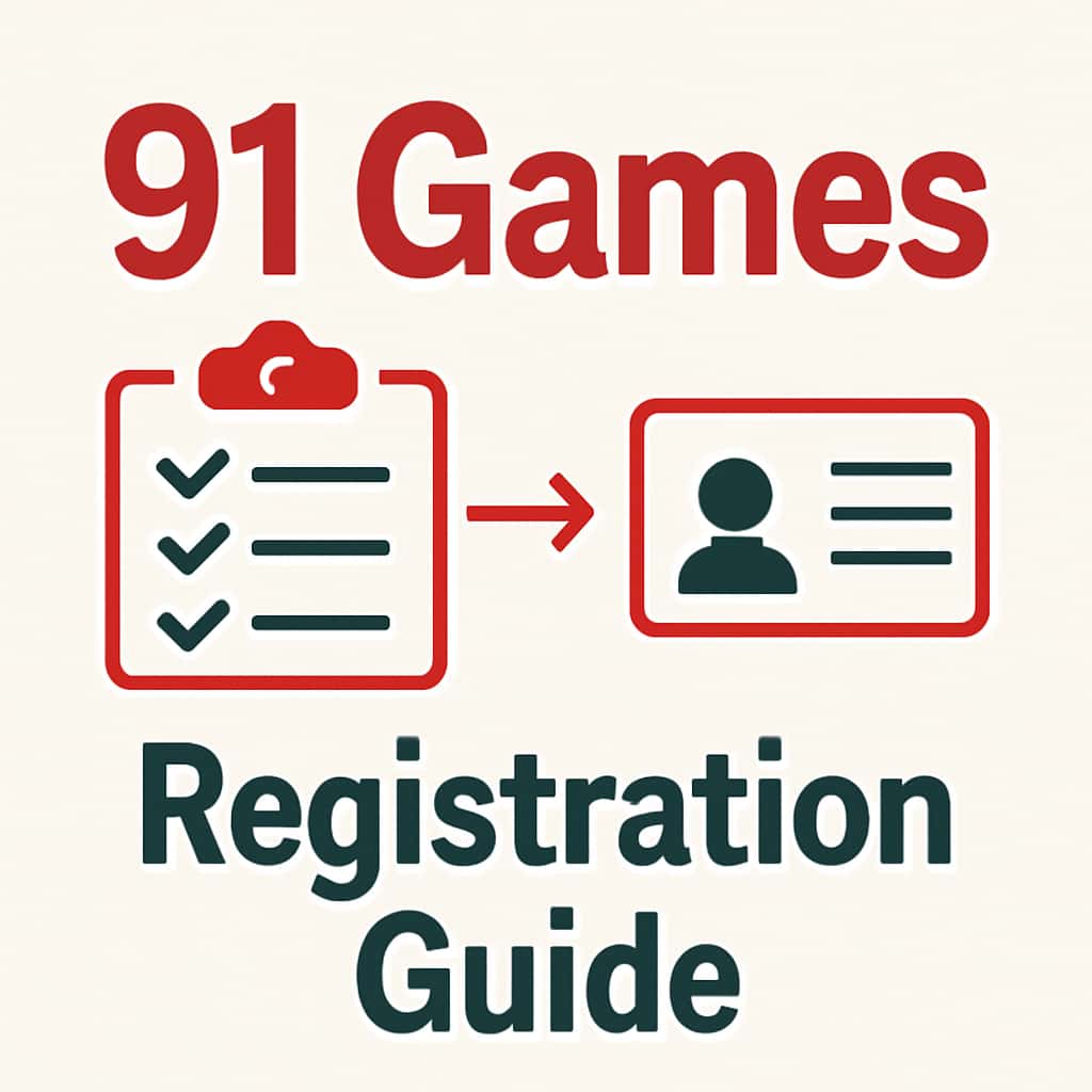 Illustration of the steps in the 91 Games Registration Guide.