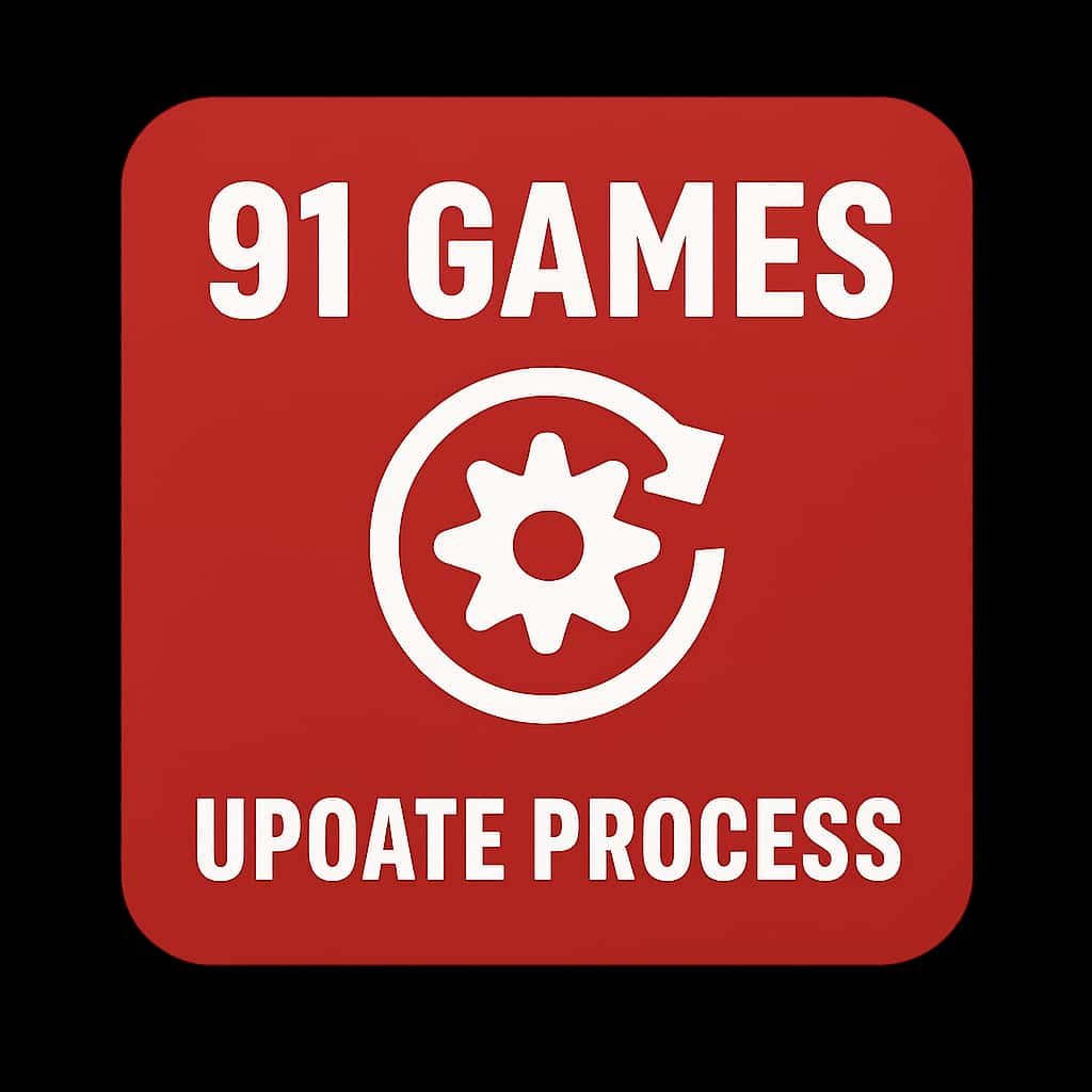 Minimal badge representing the 91 Games Update Process.