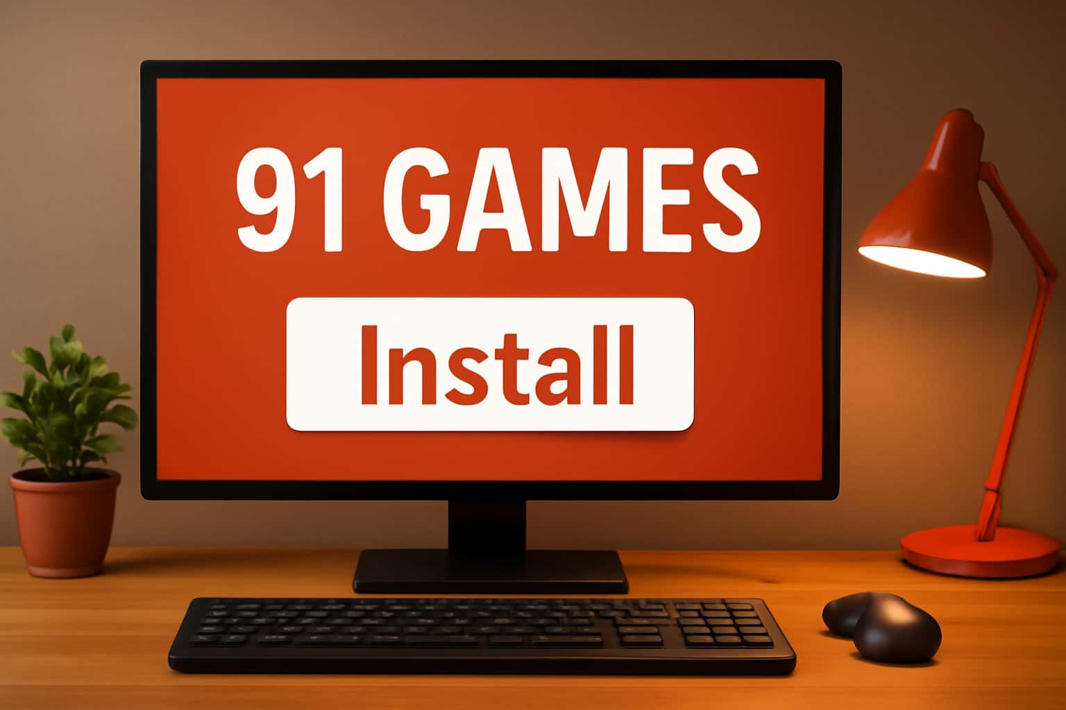 Informational graphic illustrating the process of installing 91 Games.